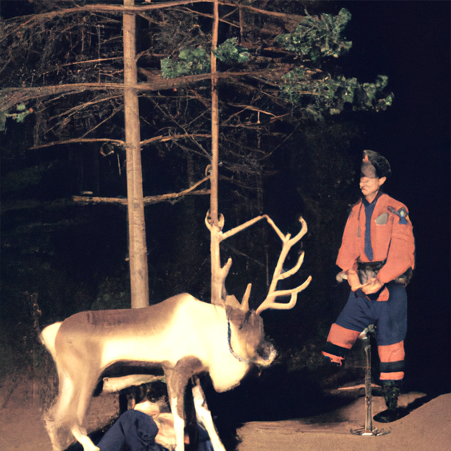 A reindeer gets arrested by the Finnish border police for trafficking three full moons.